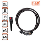 BLACK+DECKER CIJFERSLOT FIETSSLOT KABELSLOT 90CM 10MM PVC/STAAL ZWART - Tuincentrum Lopik