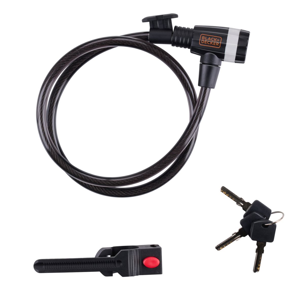 BLACK+DECKER KABELSLOT FIETSSLOT 90CM 10MM MET 3 SLEUTELS PVC/STAAL ZWART - Tuincentrum Lopik