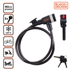 BLACK+DECKER KABELSLOT FIETSSLOT 90CM 10MM MET 3 SLEUTELS PVC/STAAL ZWART - Tuincentrum Lopik