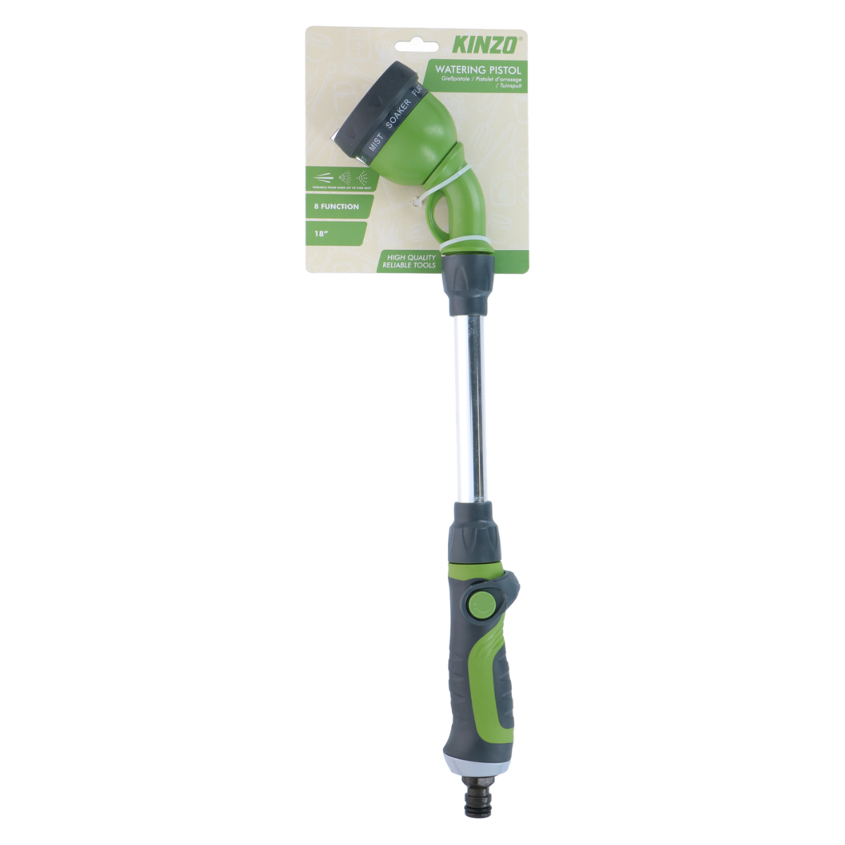 KINZO TUINSPUIT WATERWAND 15 INCH 8 SPROEISTANDEN GROEN/ZWART - Tuincentrum Lopik