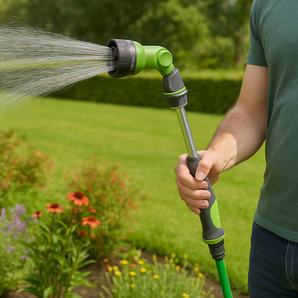KINZO TUINSPUIT WATERWAND 15 INCH 8 SPROEISTANDEN GROEN/ZWART - Tuincentrum Lopik
