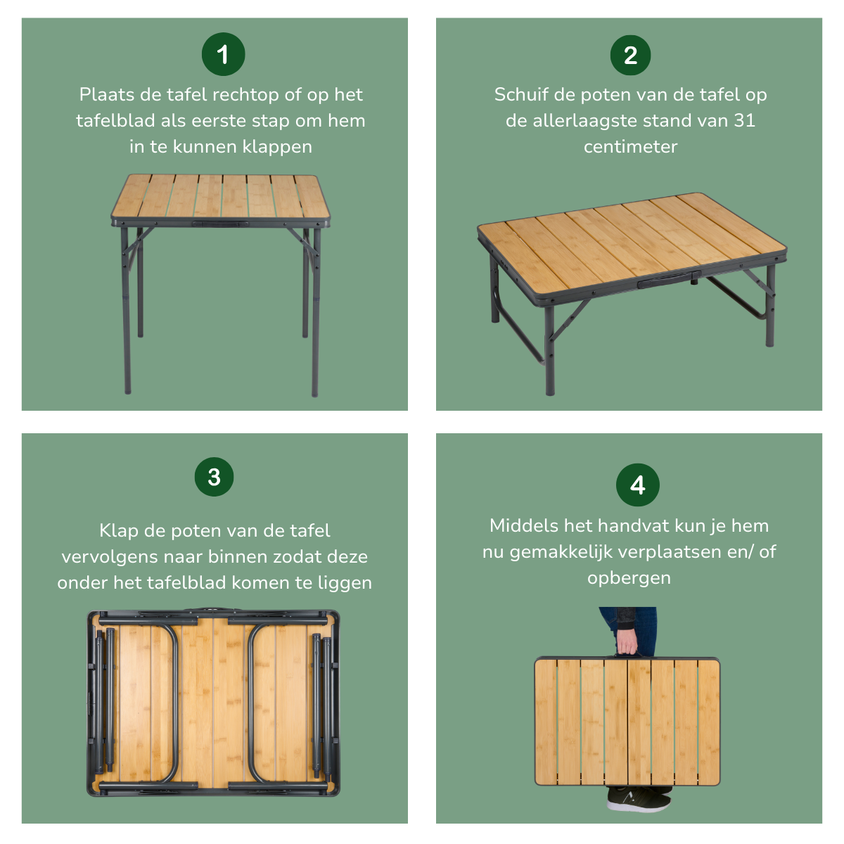 CAMP ACTIVE OPVOUWBARE CAMPINGTAFEL BAMBOE 75X55CM - Tuincentrum Lopik