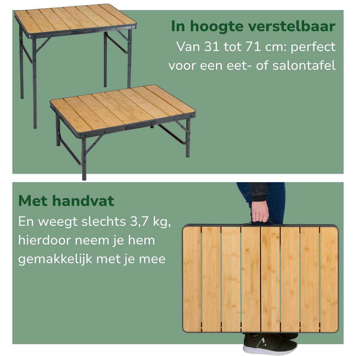 CAMP ACTIVE OPVOUWBARE CAMPINGTAFEL BAMBOE 75X55CM - Tuincentrum Lopik