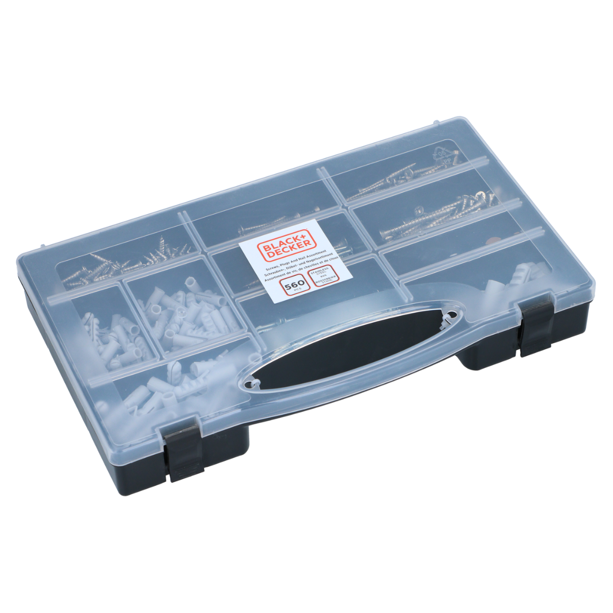 BLACK+DECKER SPIJKERS PLUGGEN EN SCHROEVEN SET 560 STUKS - Tuincentrum Lopik