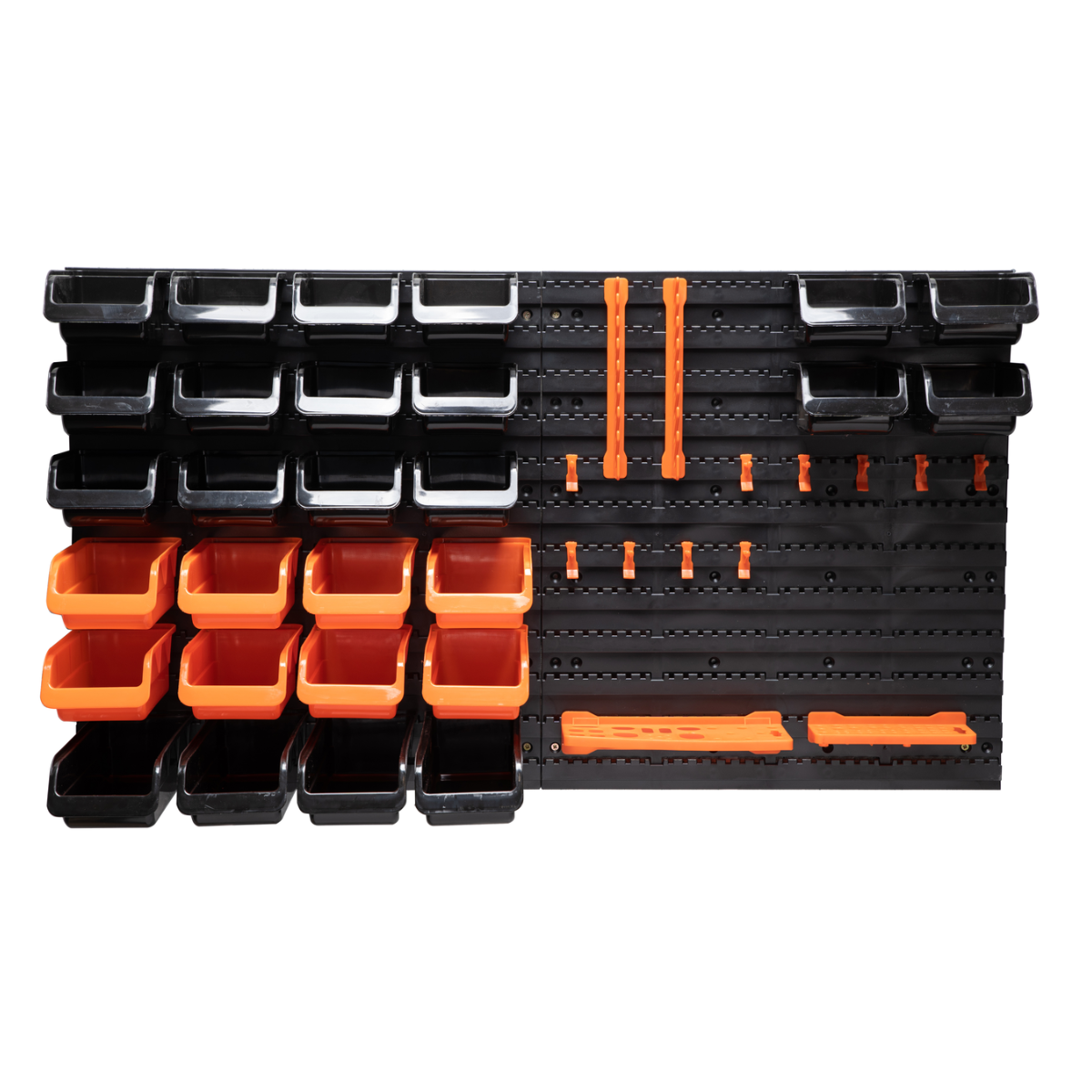 BLACK+DECKER GEREEDSCHAPSWAND 43-DELIG MET OPBERGBAKJES EN HANGERS 98X43CM - Tuincentrum Lopik