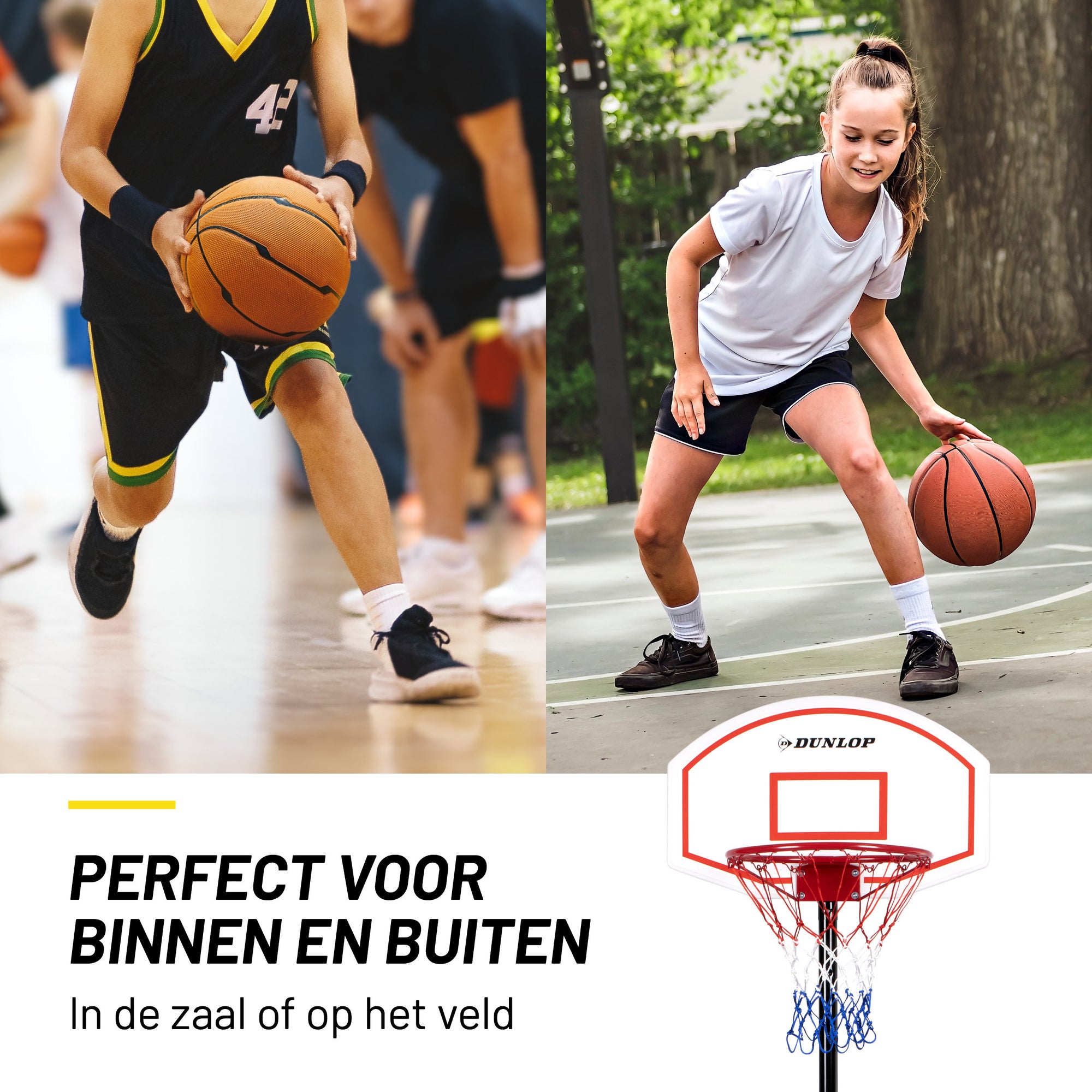 DUNLOP BASKETBALSET 74X54CM VERSTELBAAR 165-205CM - Tuincentrum Lopik