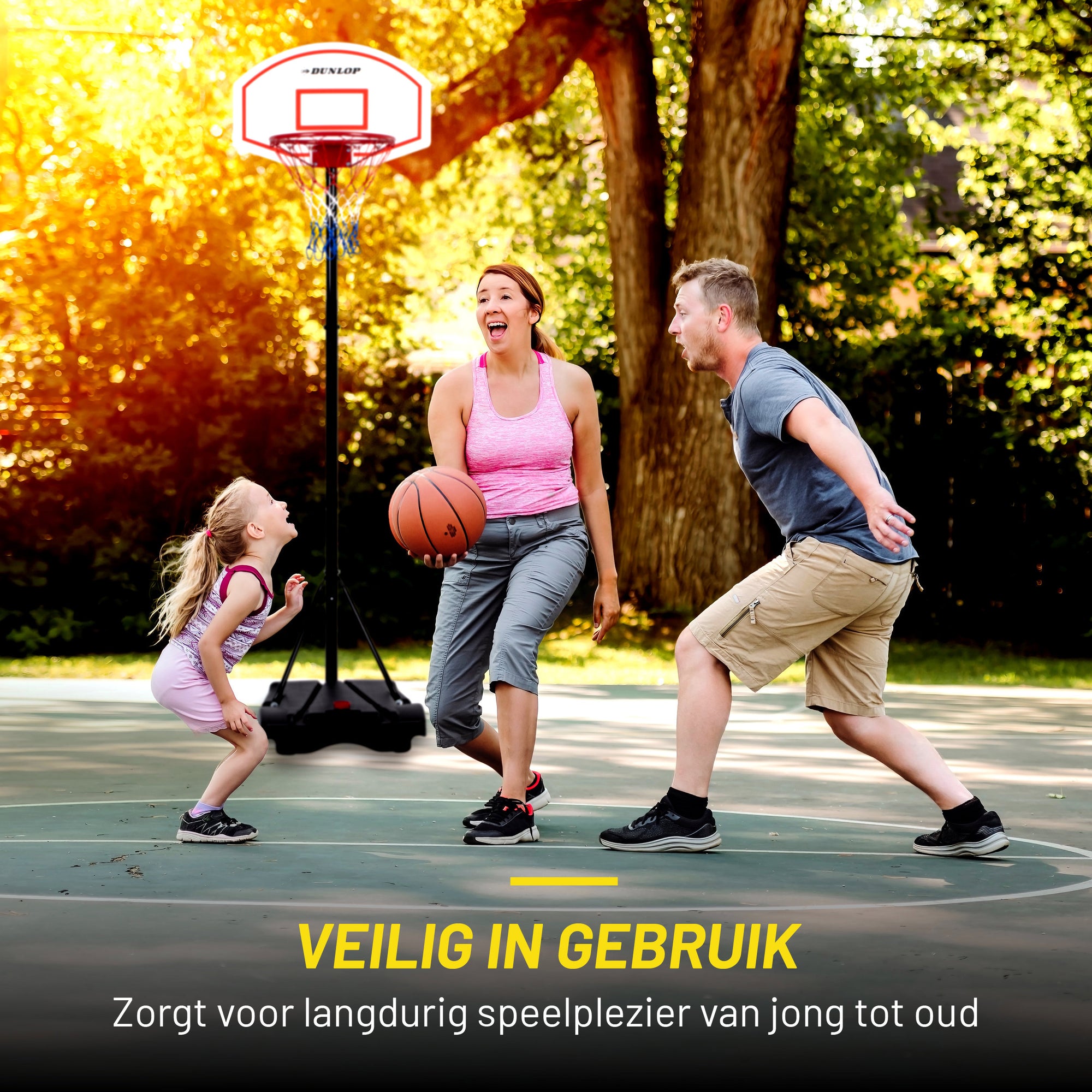 DUNLOP BASKETBALSET 74X54CM VERSTELBAAR 165-205CM - Tuincentrum Lopik