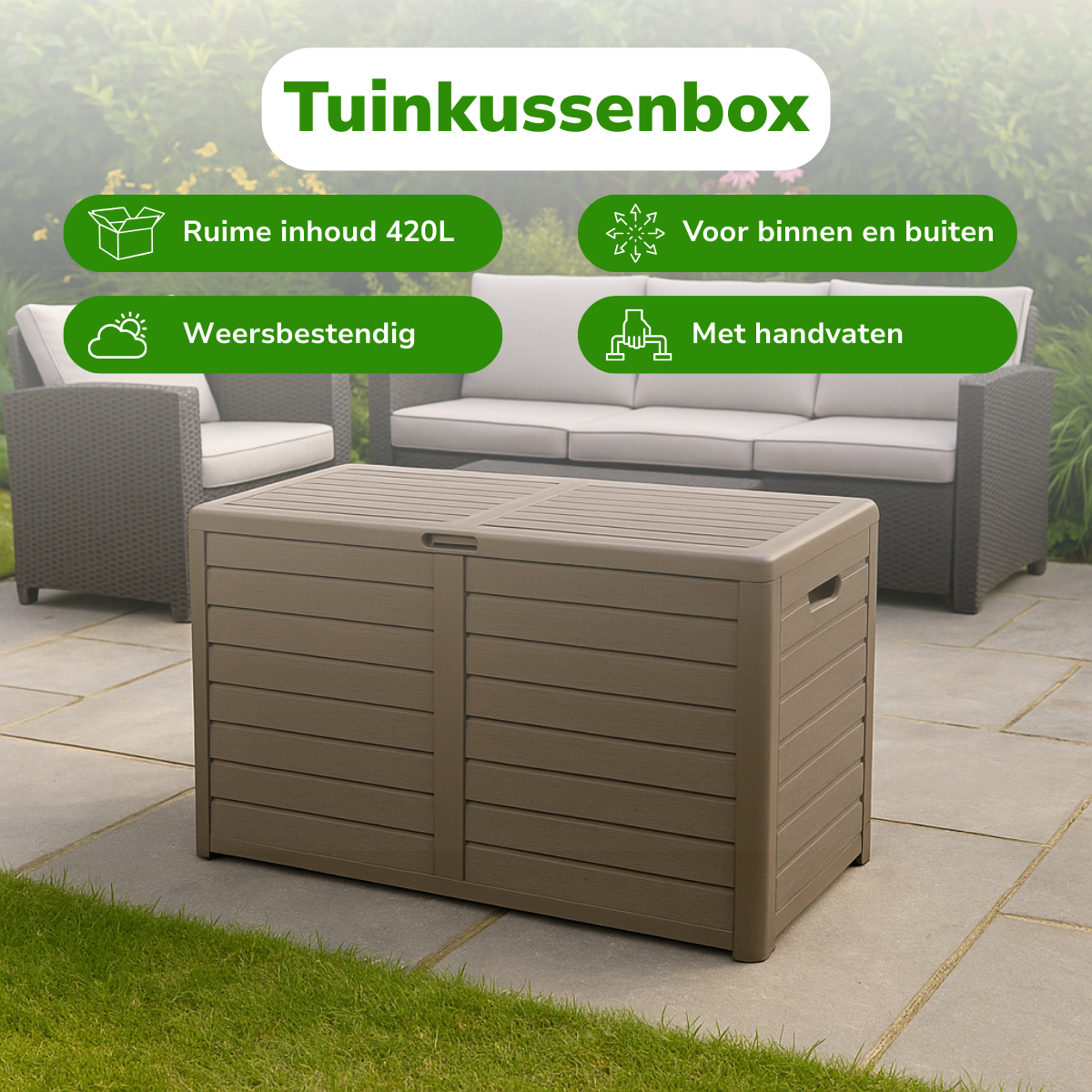 KUSSENBOX 420L TAUPE - Tuincentrum Lopik