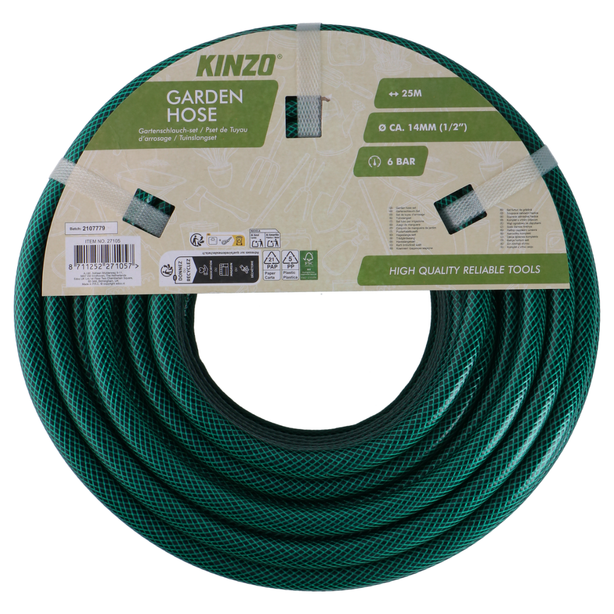 KINZO TUINSLANG 25M 14MM (1/2") - Tuincentrum Lopik