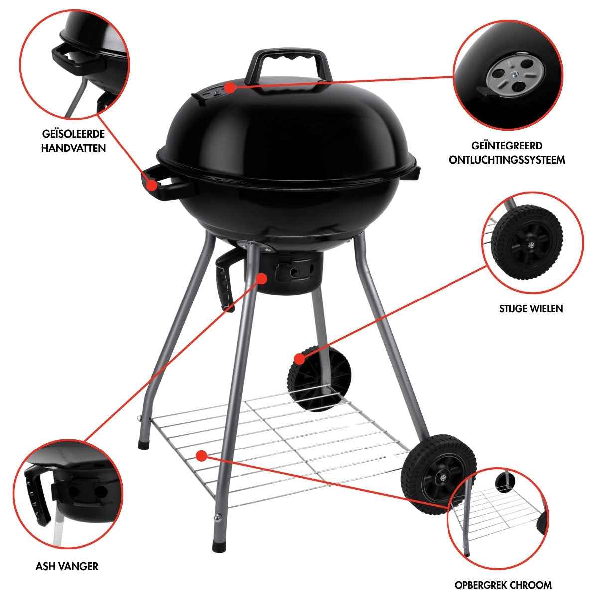 ALPINA BARBECUE HOUTSKOOL Ø45CM ZWART - Tuincentrum Lopik