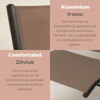 LIFETIME GARDEN TUINSTOELEN SET SANTIAGO TAUPE 2 STUKS - Tuincentrum Lopik