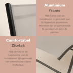 LIFETIME GARDEN TUINSTOELEN SET SANTIAGO GRIJS/ZWART 2 STUKS - Tuincentrum Lopik