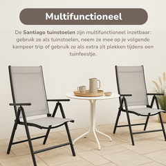 LIFETIME GARDEN TUINSTOELEN SET SANTIAGO GRIJS/ZWART 2 STUKS - Tuincentrum Lopik