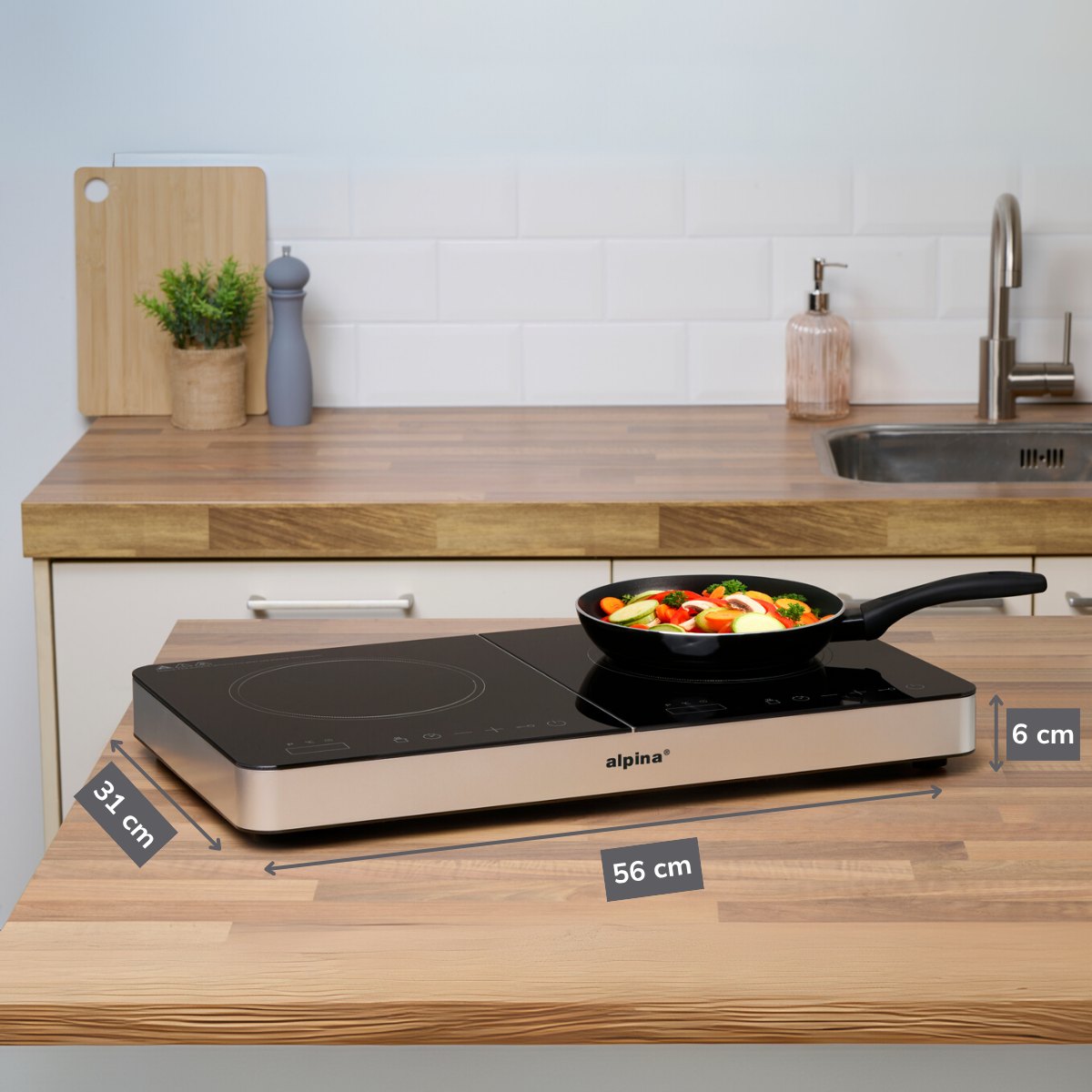 ALPINA INDUCTIE KOOKPLAAT DUBBEL 3400W - Tuincentrum Lopik