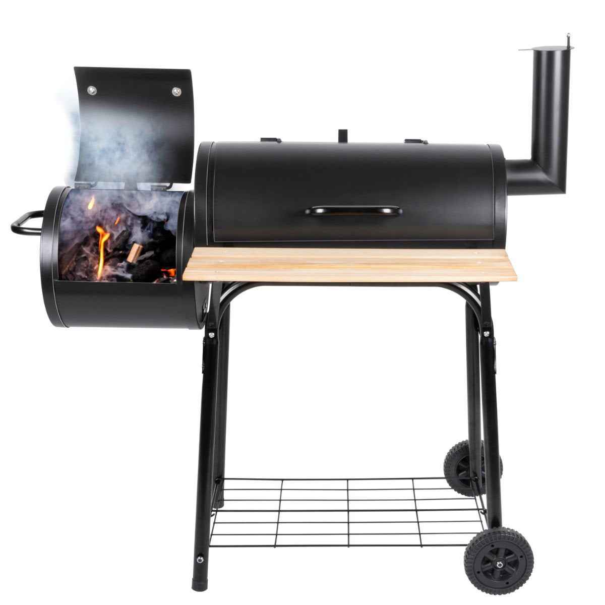 ALPINA SMOKER BARBECUE 2-IN-1 HOUTSKOOL ZWART - Tuincentrum Lopik
