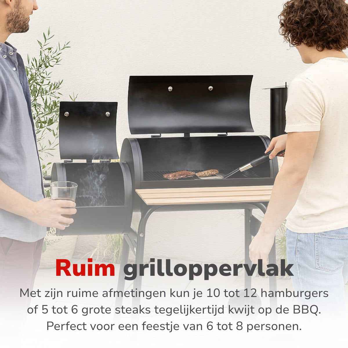 ALPINA SMOKER BARBECUE 2-IN-1 HOUTSKOOL ZWART - Tuincentrum Lopik