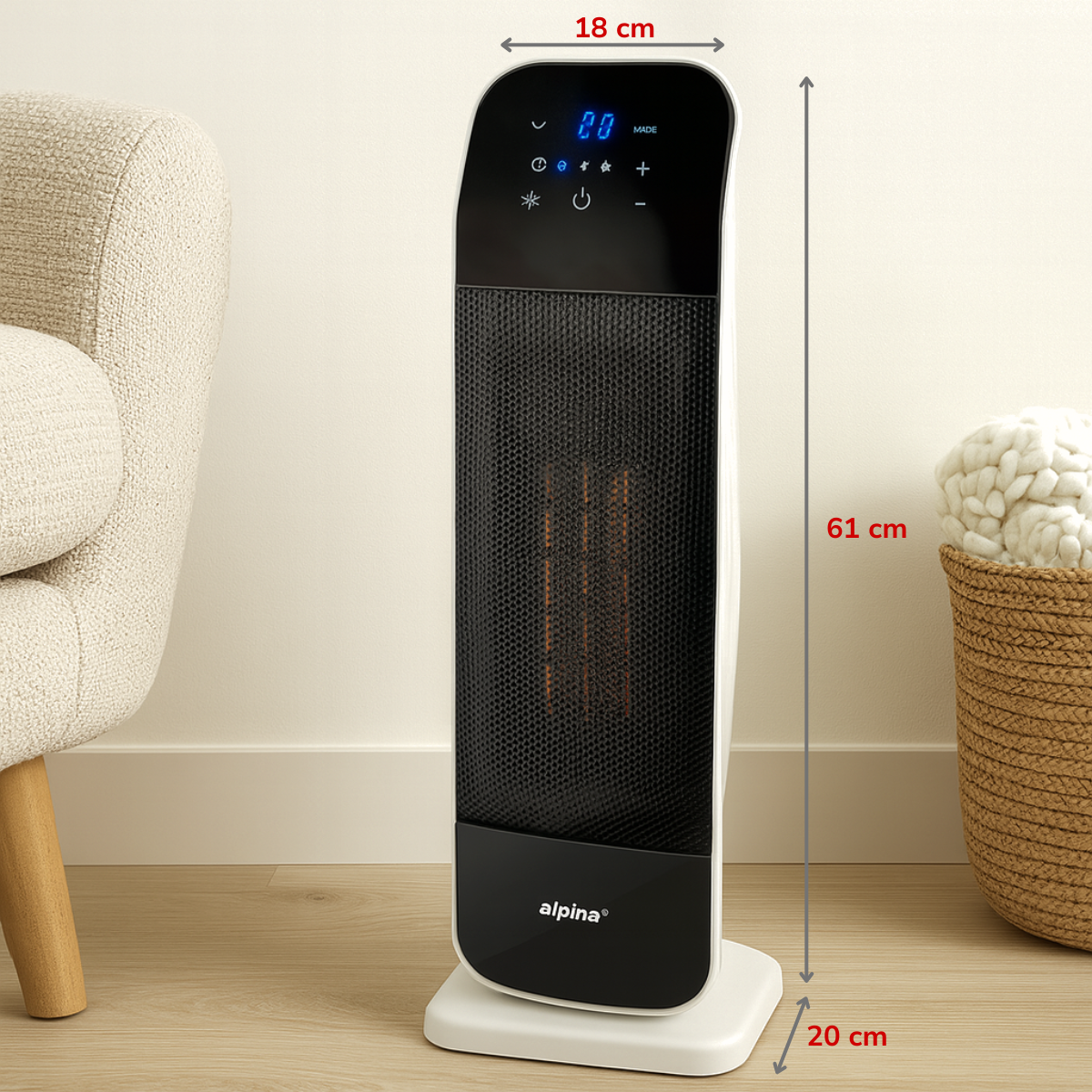 ALPINA TOWER HEATER 2000W PTC  KRACHTIGE TORENVERWARMING - Tuincentrum Lopik