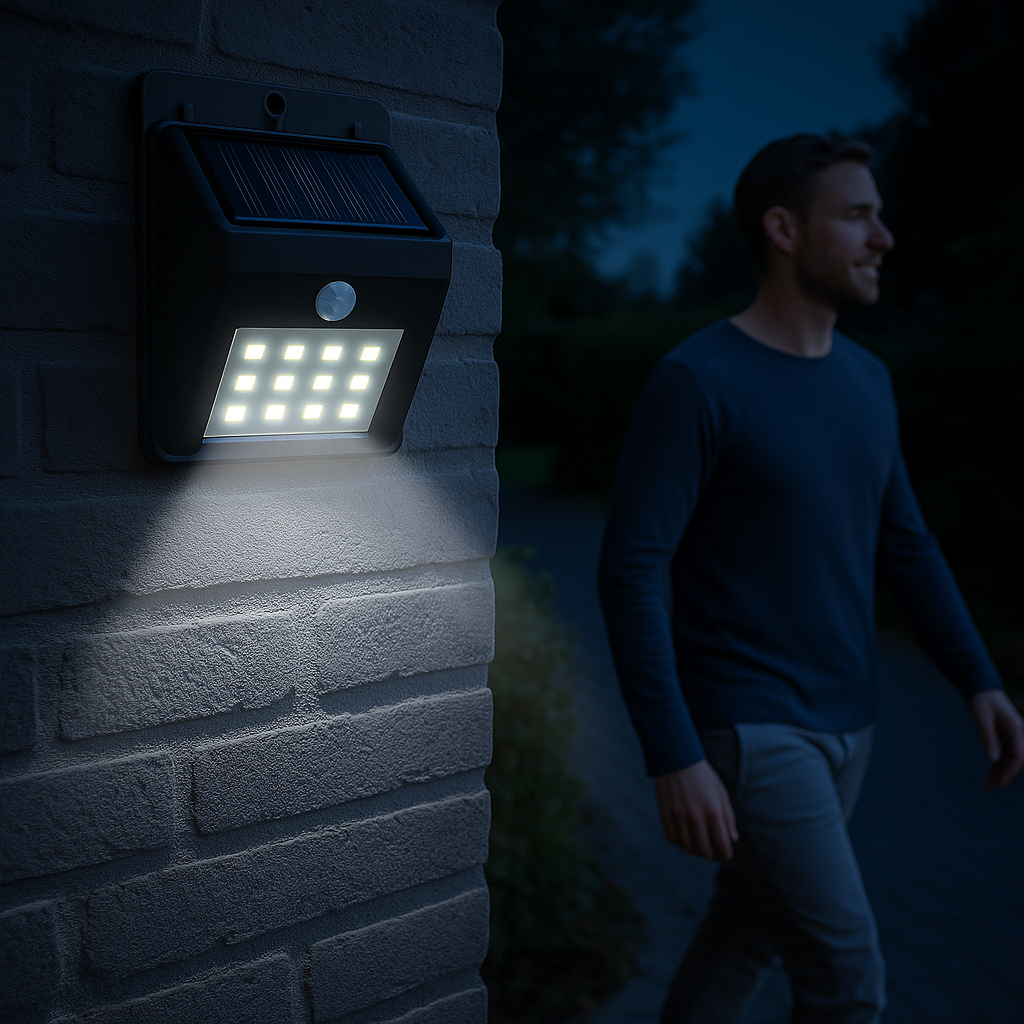 GRUNDIG SOLAR WANDLAMP MET SENSOR Ø20X25X8CM ZWART - Tuincentrum Lopik