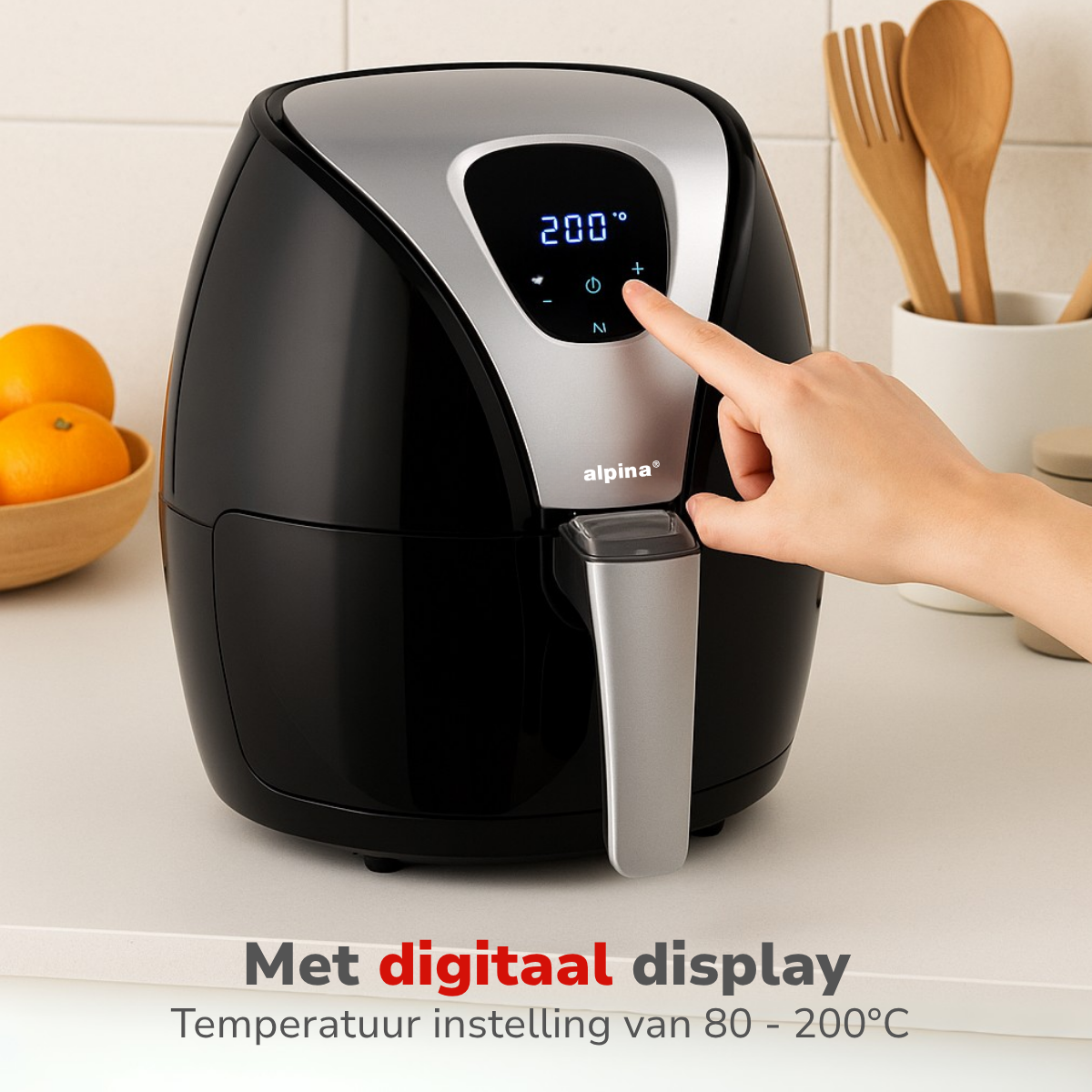 ALPINA HETELUCHTFRITEUSE DIGITAAL 2,4L - AIRFRYER ZONDER OLIE - Tuincentrum Lopik