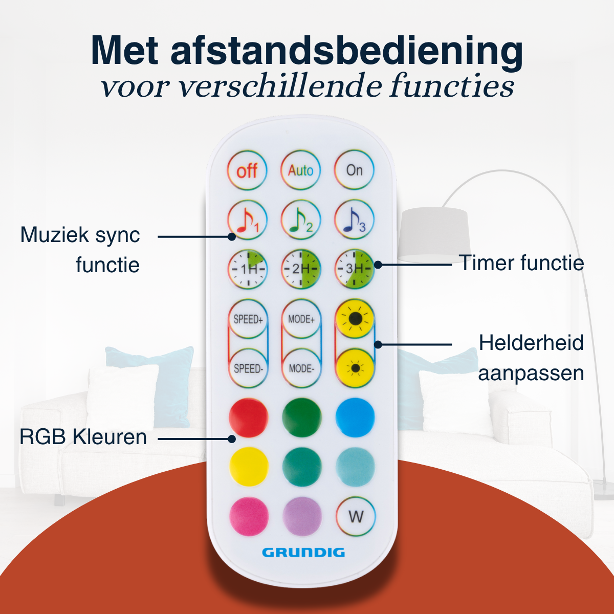 GRUNDIG RGB LED HOEKLAMP 230V RGBWW 6W MET MUZIEKFUNCTIE - Tuincentrum Lopik