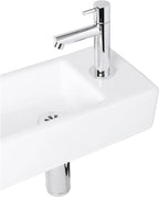 DIFFERNZ HELIOS FONTEINSET KERAMIEK WIT KRAAN RECHT CHROOM RECHTS 37.5X18.5X9.5CM - Tuincentrum Lopik