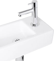 DIFFERNZ HELIOS FONTEINSET KERAMIEK WIT KRAAN RECHT CHROOM RECHTS 37.5X18.5X9.5CM - Tuincentrum Lopik