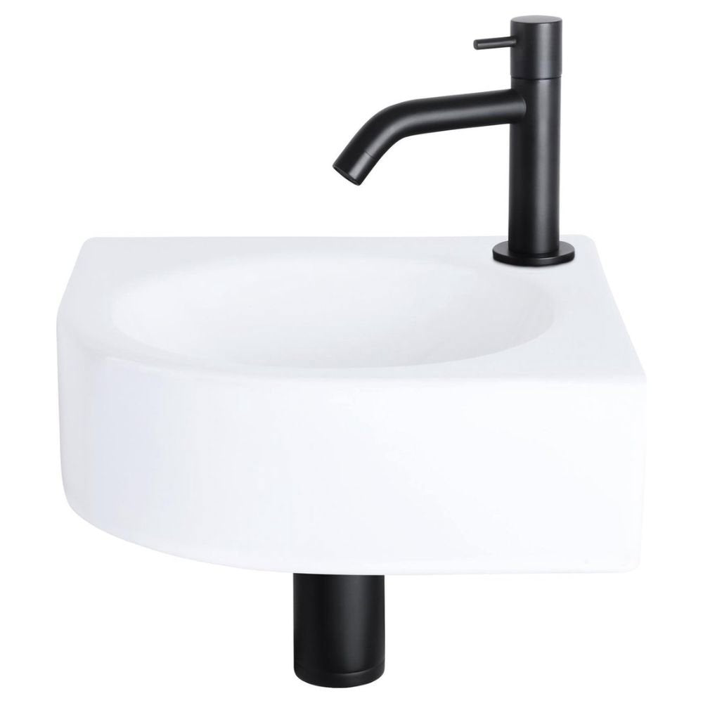 DIFFERNZ CLEO FONTEINSET KERAMIEK KRAAN GEBOGEN MAT ZWART 30X30X10CM - Tuincentrum Lopik