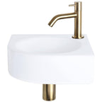 DIFFERNZ CLEO FONTEINSET KERAMIEK WIT KRAAN GEBOGEN MAT GOUD 30X30X10CM - Tuincentrum Lopik