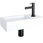 DIFFERNZ HELIOS FONTEINSET KERAMIEK WIT KRAAN RECHT MAT ZWART RECHTS 37.5X18.5X9.5CM - Tuincentrum Lopik