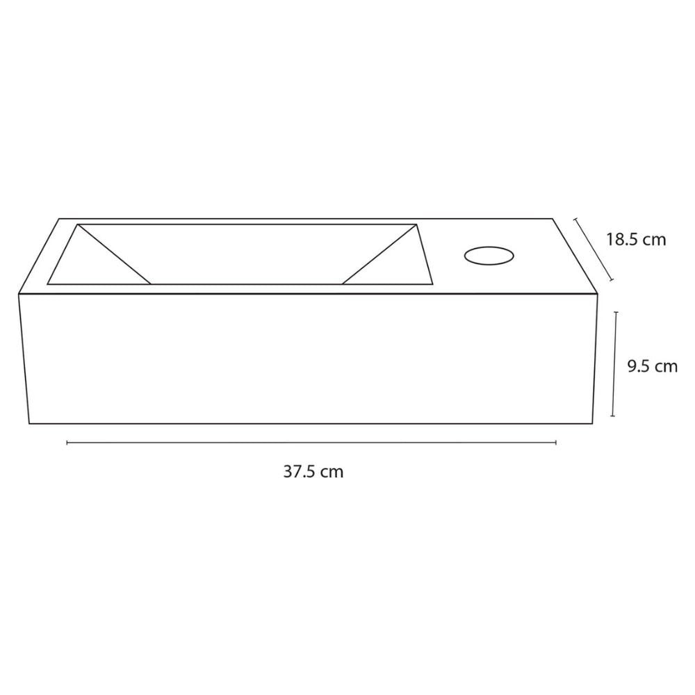 DIFFERNZ HELIOS FONTEINSET KERAMIEK WIT KRAAN RECHT MAT ZWART RECHTS 37.5X18.5X9.5CM - Tuincentrum Lopik