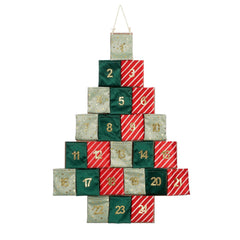 MICA DECORATIONS ADVENTSKALENDER KERSTBOOM VILT ROOD/GROEN 72X51CM - Tuincentrum Lopik