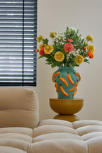 Moza Vase - H30 X Ø27 Cm - Ceramic - Green, Yellow