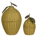 Basket With Lid Yellow Set Of 2 - H48Xd30Cm
