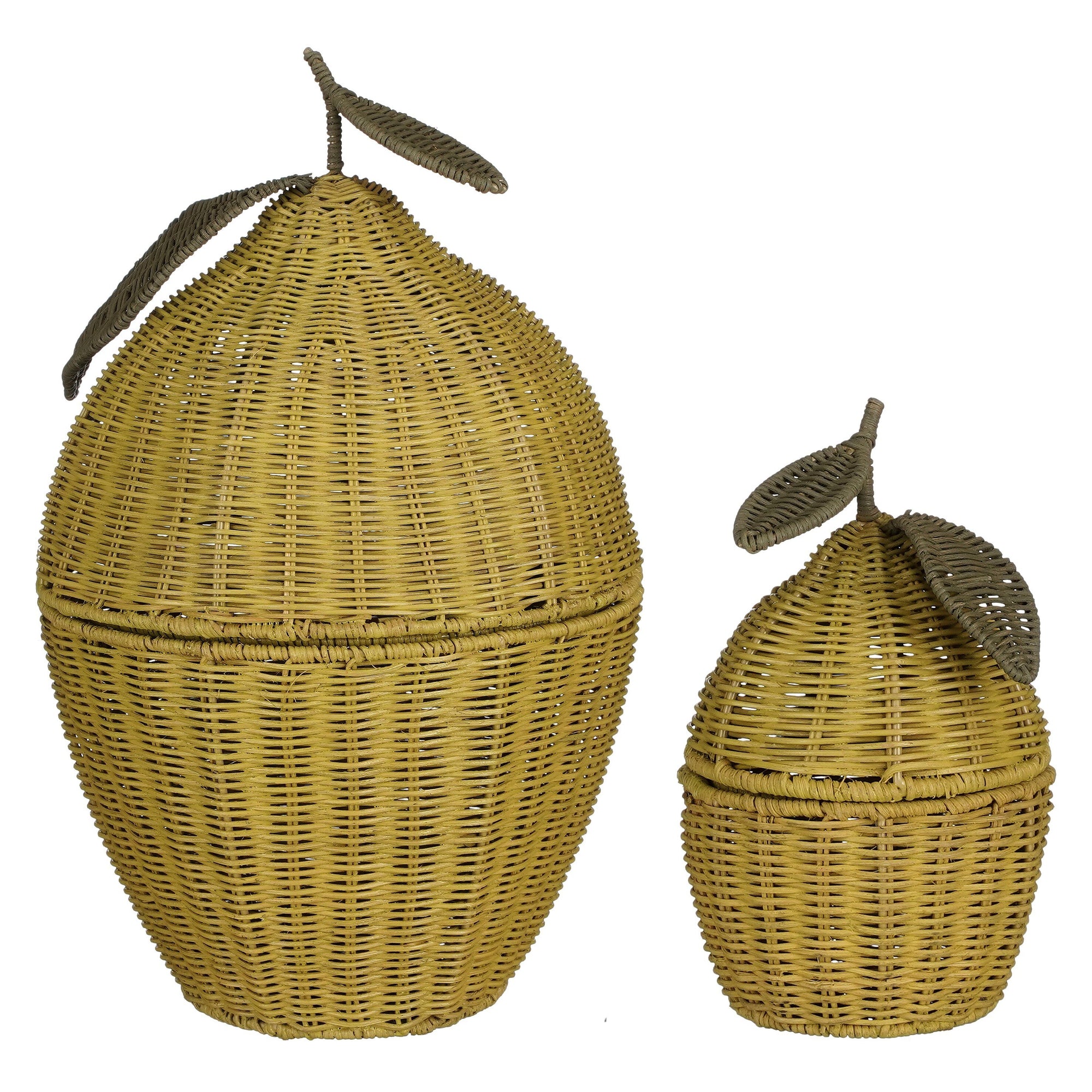 Basket With Lid Yellow Set Of 2 - H48Xd30Cm