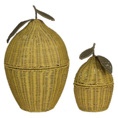 Basket With Lid Yellow Set Of 2 - H48Xd30Cm