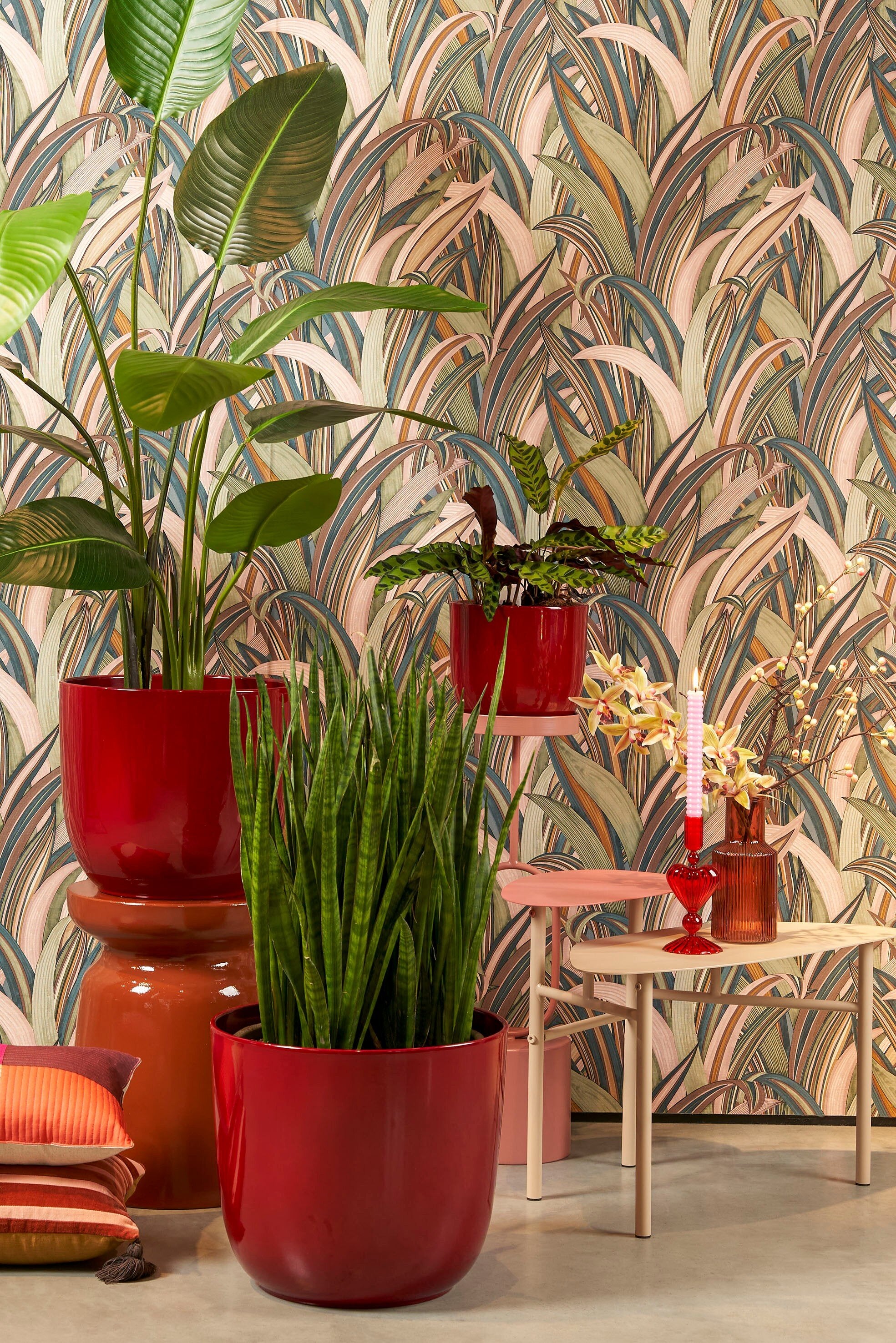 MICA DECORATIONS STAGE BIJZETTAFEL CEMENT ORANJE ROND - Tuincentrum Lopik
