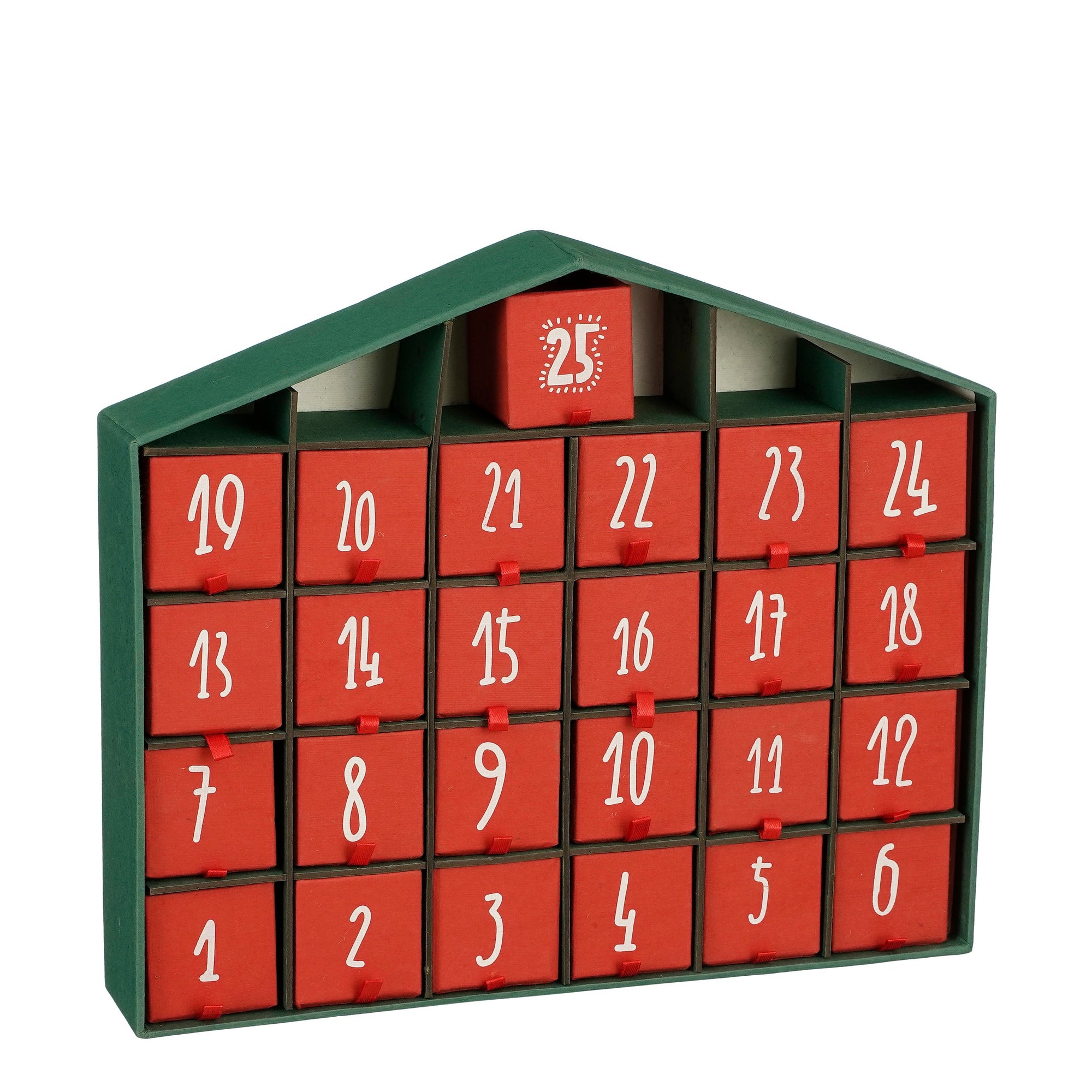 HOUSE OF SEASONS ADVENTSKALENDER ROOD GERECYCLED PAPIER 33X28X5CM - Tuincentrum Lopik