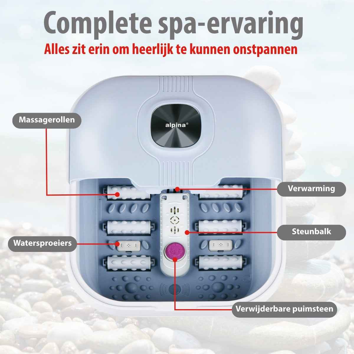 ALPINA VOETMASSAGEAPPARAAT 500W MET VERWARMING EN BUBBELS - Tuincentrum Lopik