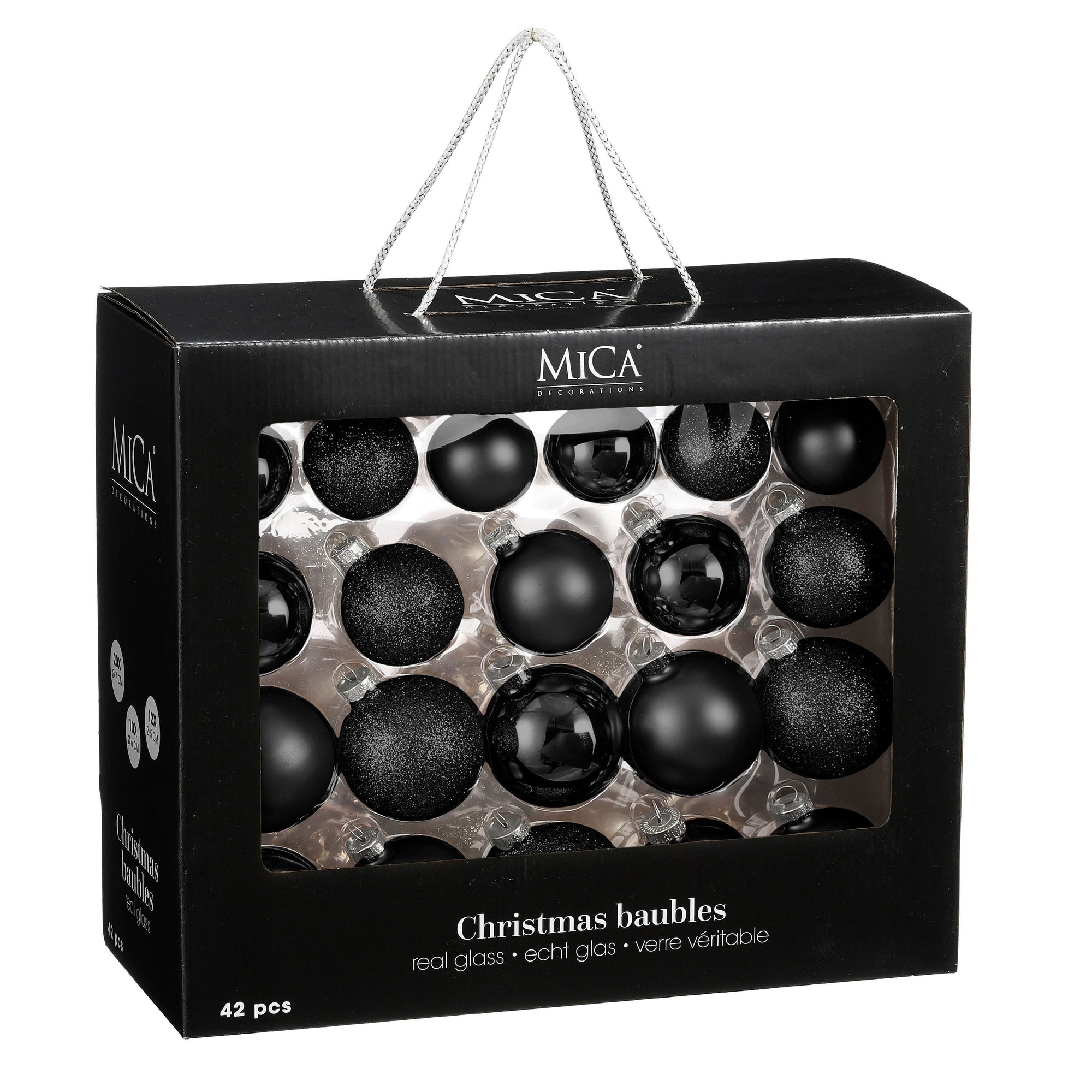 MICA DECORATIONS KERSTBALLEN SET 42 STUKS ZWART Ø7CM - Tuincentrum Lopik