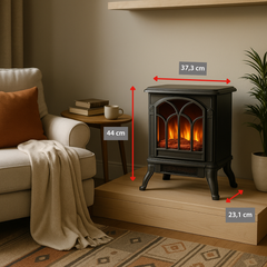 ALPINA ELEKTRISCHE SFEERHAARD 750-1500W MET THERMOSTAAT EN VLAMEFFECT - Tuincentrum Lopik