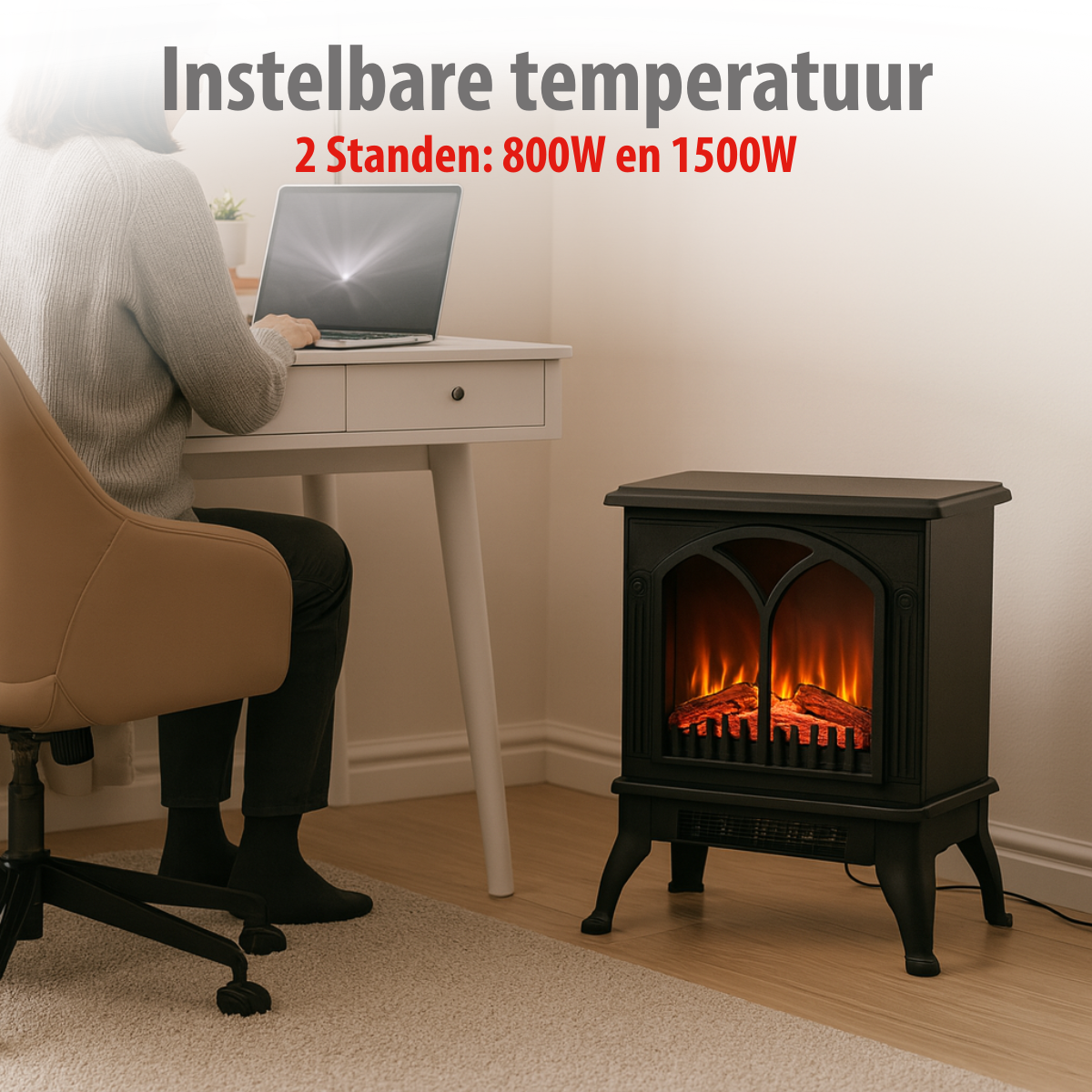 ALPINA ELEKTRISCHE SFEERHAARD 750-1500W MET THERMOSTAAT EN VLAMEFFECT - Tuincentrum Lopik