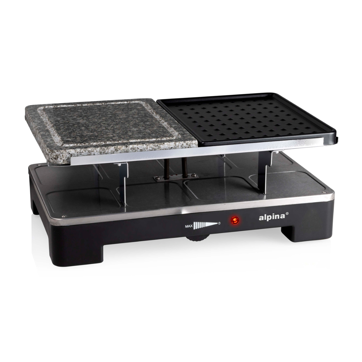 ALPINA RACLETTE STEENGRILL 1200-1400W - 8 PERSONEN MET NATUURSTEEN - Tuincentrum Lopik