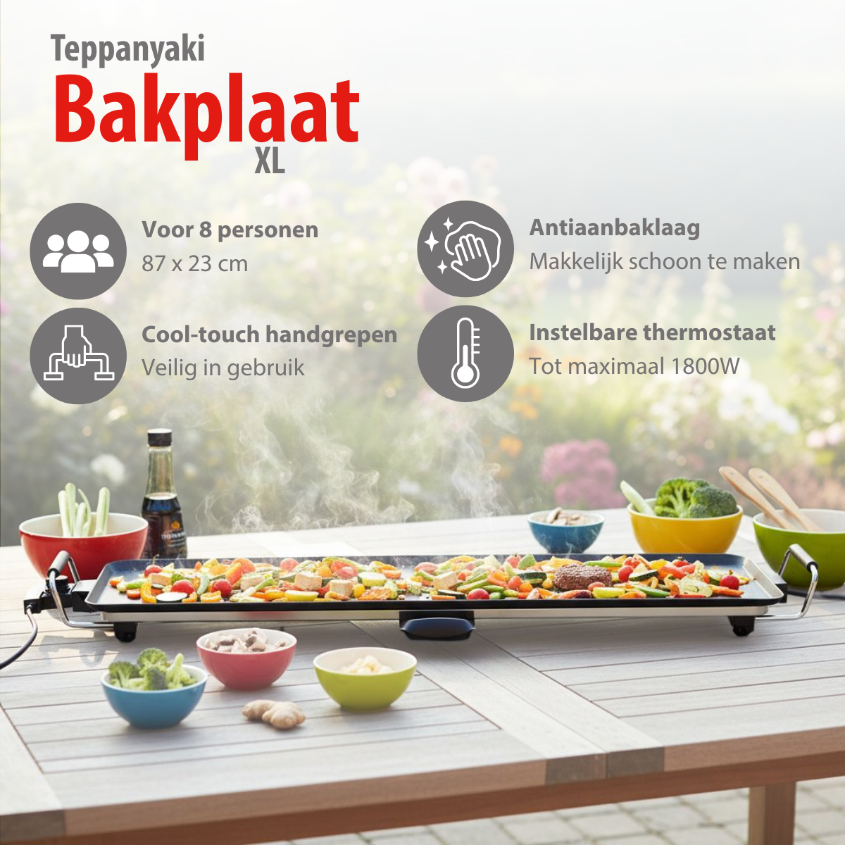 ALPINA TEPPANYAKI GRILL 1800W 87X23CM - ELEKTRISCHE GRILLPLAAT - Tuincentrum Lopik