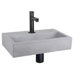 DIFFERNZ FLAT FONTEINSET BETON LICHTGRIJS KRAAN RECHT MAT ZWART 38X24X8CM - Tuincentrum Lopik