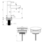 Differnz  Helios Fonteinset - Keramiek Wit - Koudwaterkraan Recht Mat Goud - Kraan Rechts - Always Open Afvoerplug - 37.5 X 18.5 X 9 Cm - Tuincentrum Lopik