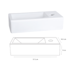 Differnz  Helios Fonteinset - Keramiek Wit - Koudwaterkraan Recht Mat Goud - Kraan Rechts - Always Open Afvoerplug - 37.5 X 18.5 X 9 Cm - Tuincentrum Lopik