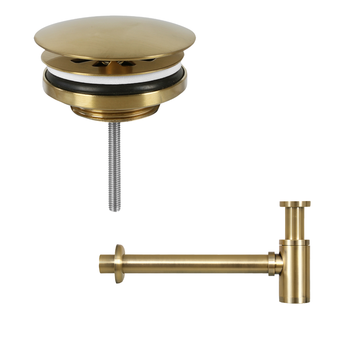 Differnz  Helios Fonteinset - Keramiek Wit - Koudwaterkraan Recht Mat Goud - Kraan Rechts - Always Open Afvoerplug - 37.5 X 18.5 X 9 Cm - Tuincentrum Lopik