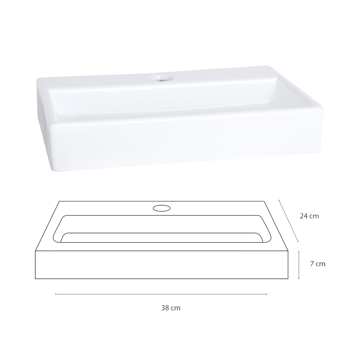 DIFFERNZ FLAT FONTEINSET KERAMIEK KRAAN RECHT MAT CHROOM 38X24X7CM - Tuincentrum Lopik