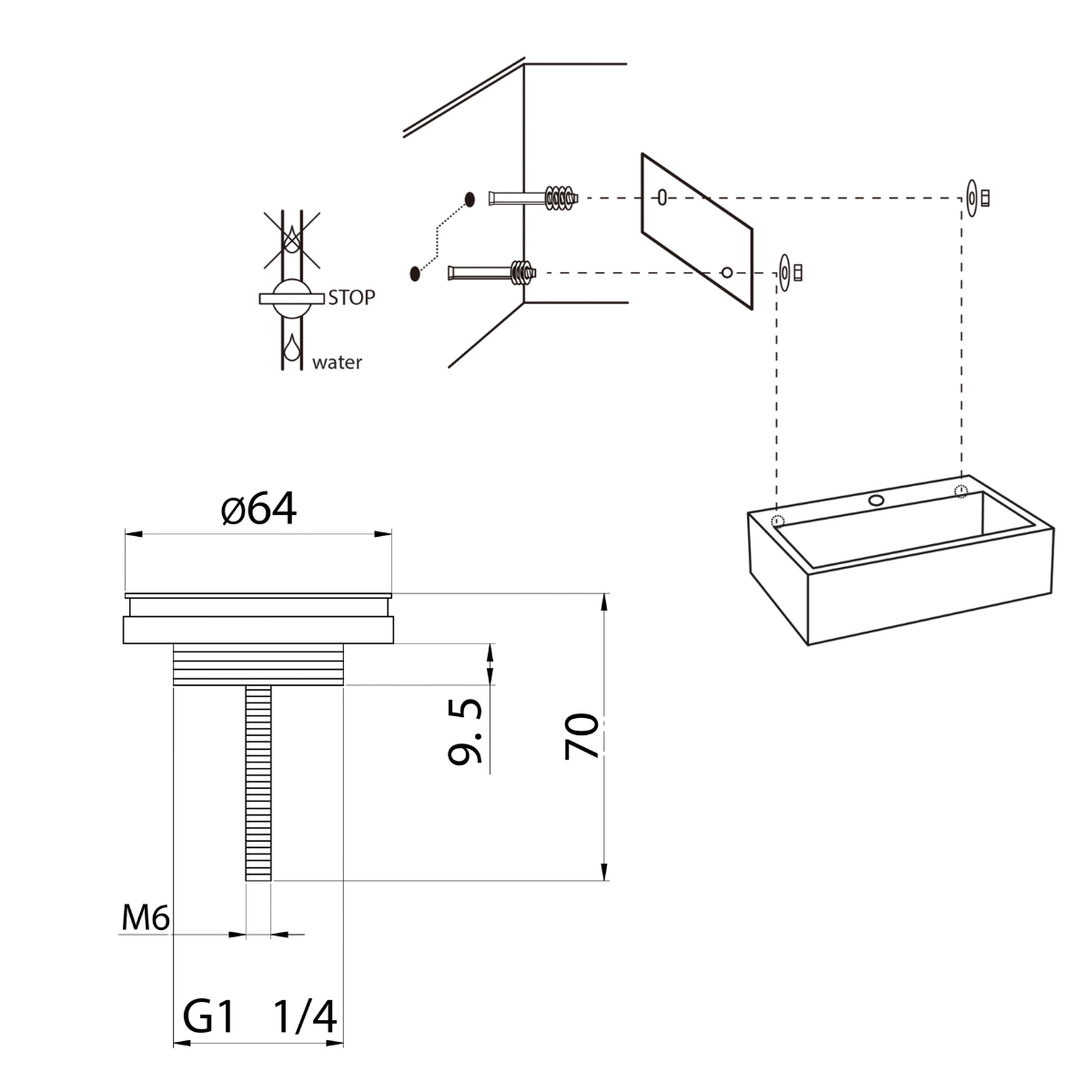 DIFFERNZ FLAT FONTEINSET BETON LICHTGRIJS KRAAN RECHT MAT ZWART 38X24X8CM - Tuincentrum Lopik