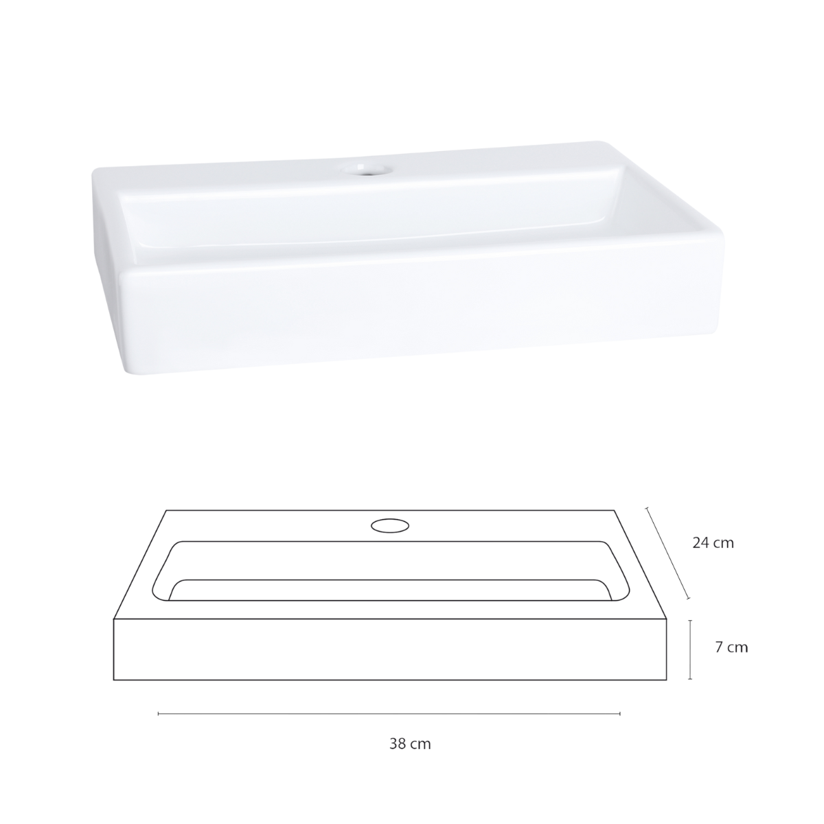 DIFFERNZ FLAT FONTEINSET KERAMIEK KRAAN RECHT MAT ZWART 38X24X7CM - Tuincentrum Lopik